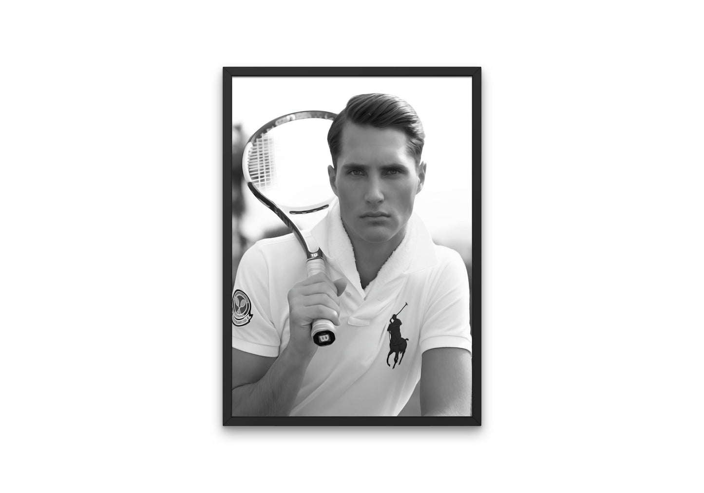 Black & White Preppy Tennis Poster DIGITAL PRINT, luxury fashion poster, preppy wall art, polo poster, preppy luxury aesthetic, male model