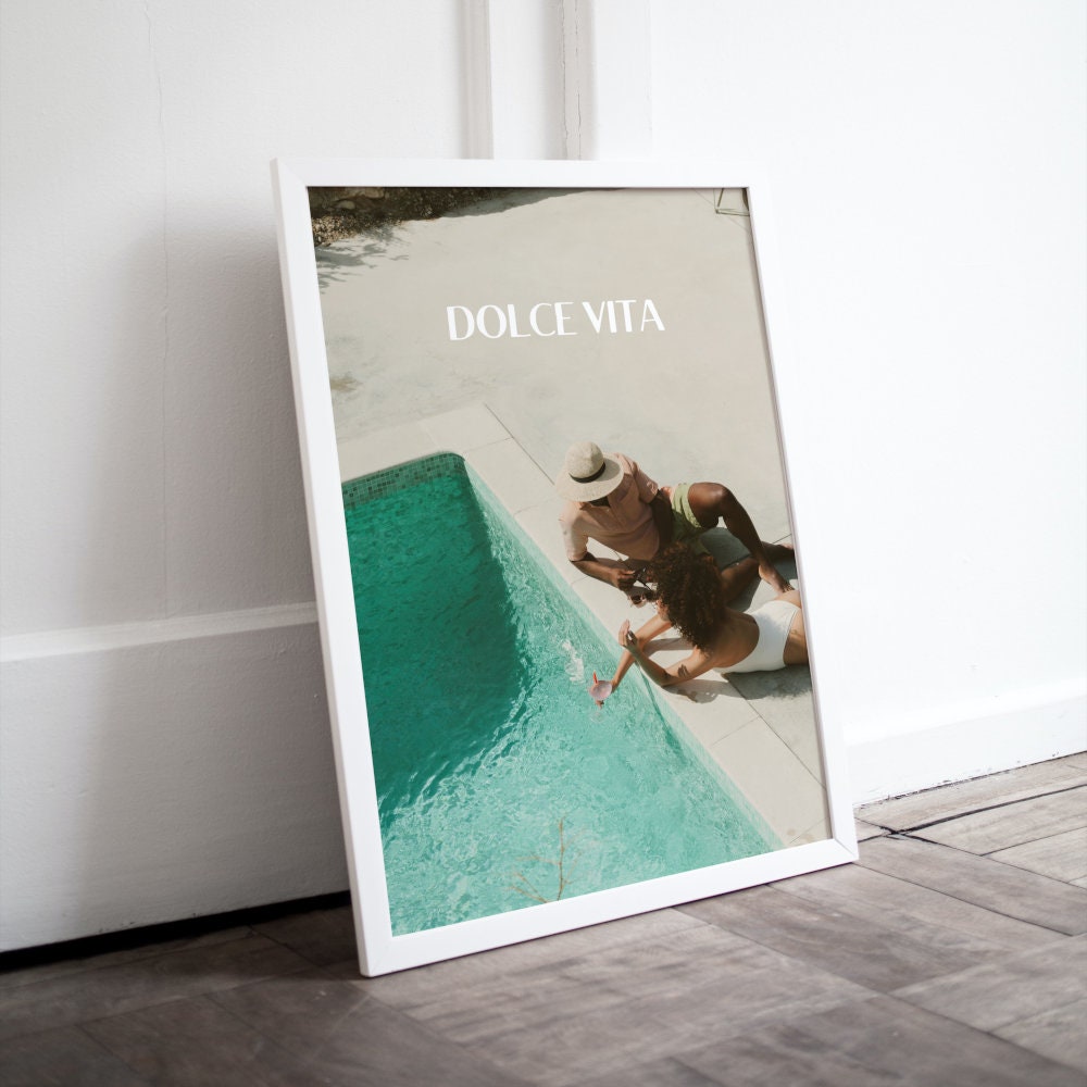 Dolce Vita by the Pool Poster INSTANT DOWNLOAD, pool poster, Beach décor, Relaxing wall art, Summer Print, pool photography, couple poster