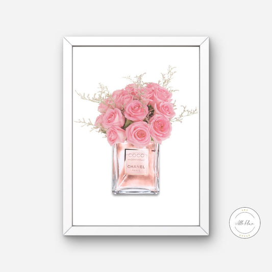 Roses in Perfume Bottle DIGITAL ART PRINT, Luxury Designer wall, Glam Print, blush pink wall art, perfume artwork fashion, pink apartment decor | Posters, Prints, & Visual Artwork | art for bedroom, art ideas for bedroom walls, art printables, bathroom wall art printables, bedroom art, bedroom pictures, bedroom wall art, bedroom wall art ideas, bedroom wall painting, buy digital art prints online, buy digital prints online, canvas wall art for living room, couture fashion wall art, cozy glam bedroom decor, 