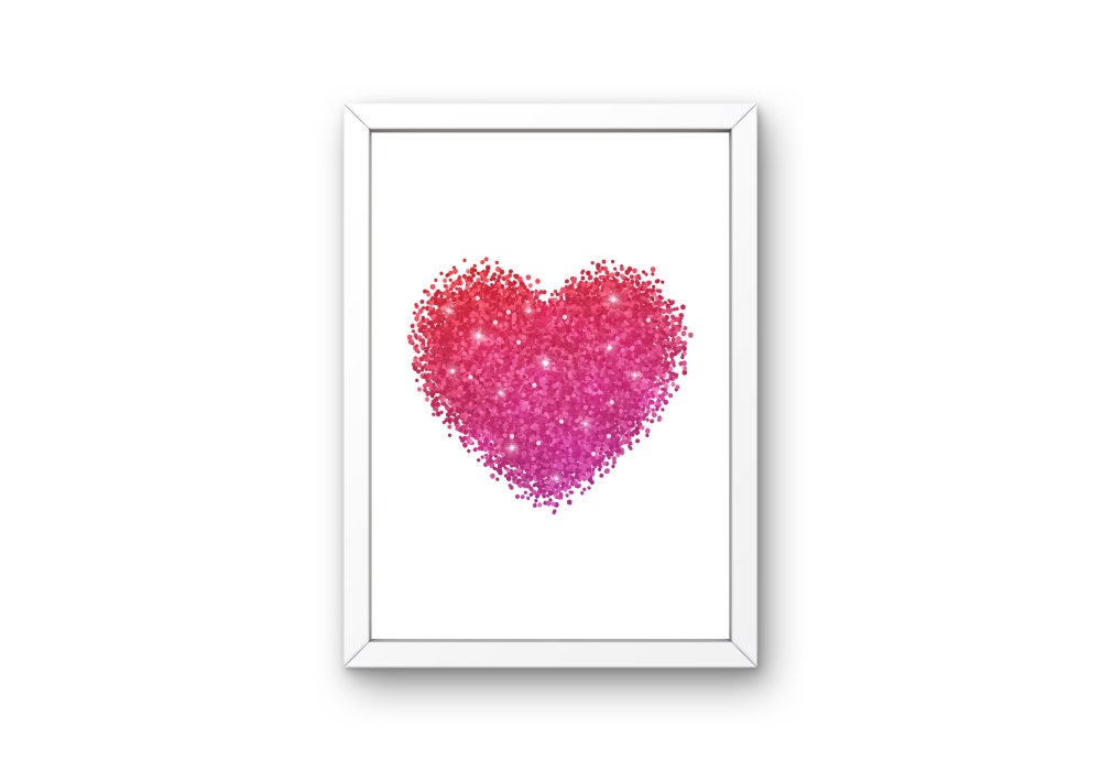 Pink Glam Heart Wall Art DIGITAL DOWNLOAD, girly wall art, heart print, y2k poster, glam wall art, sparkly luxury poster, pink boujee poster