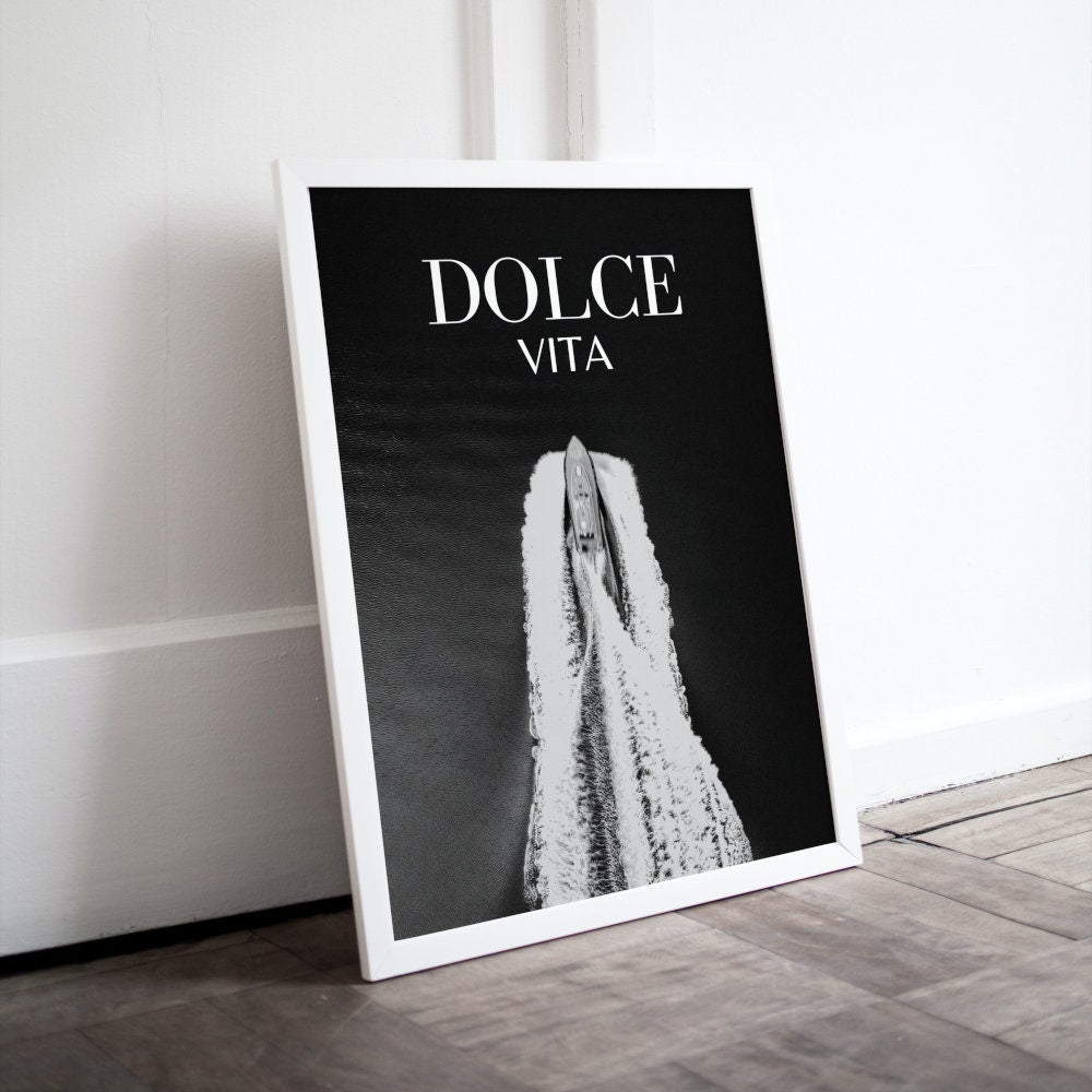 Dolce Vita Coastal Black and White Luxury Wall Art INSTANT DOWNLOAD, old money aesthetic, boat poster, beach house poster, classy wall art