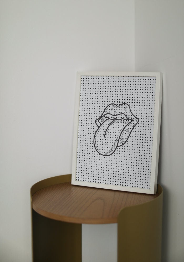 Black and White The Rolling Stones Tongue Poster INSTANT DOWNLOAD, Music Wall Decor, rock roll poster, Rolling Stones Wall Art, Band Posters