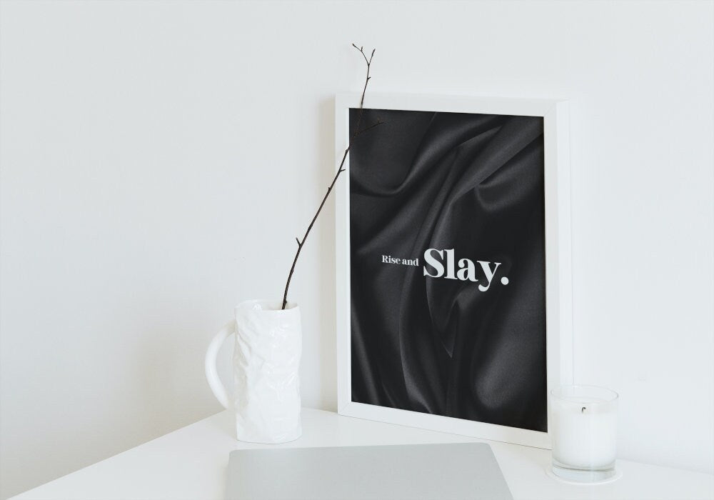 Rise and Slay Black & White Wall Art INSTANT DOWNLOAD, Glam decor, Success poster, Luxury Fashion Art, luxury aesthetic, classy wall prints