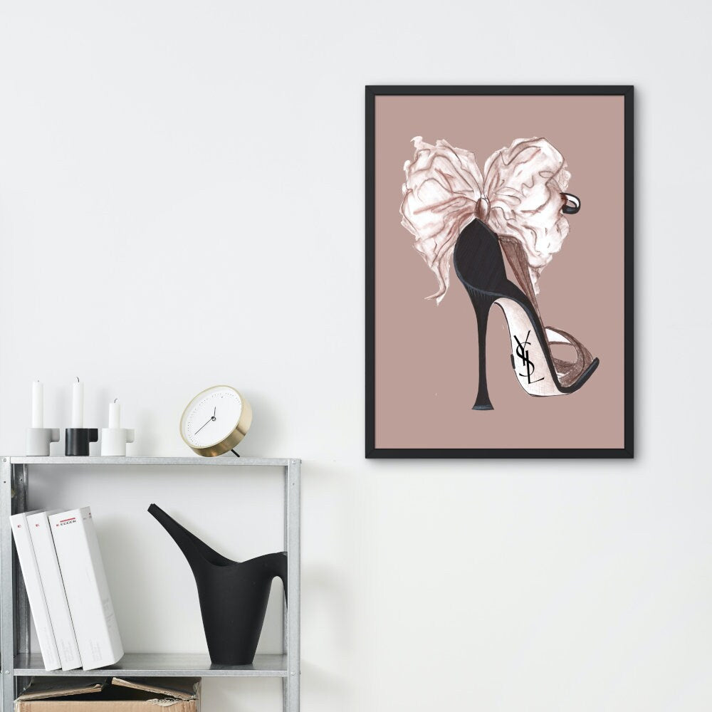 Designer Shoe Fashion Drawing One Piece Wall Art DIGITAL PRINT, Fashion Wall Decor, Watercolor Glam Art, designer print, fashion drawing