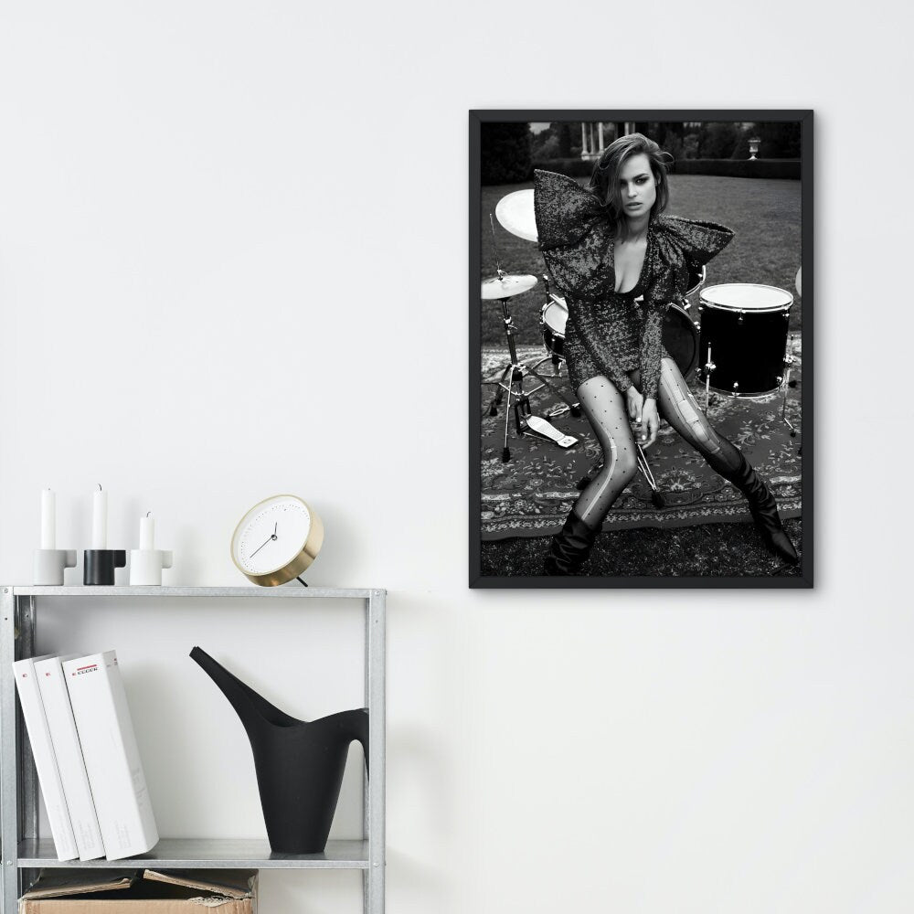 Black and White Rocker Model One Piece Poster INSTANT DOWNLOAD, music studio art, Fashion Editorial, Luxury Fashion Wall Décor, rock’n’roll