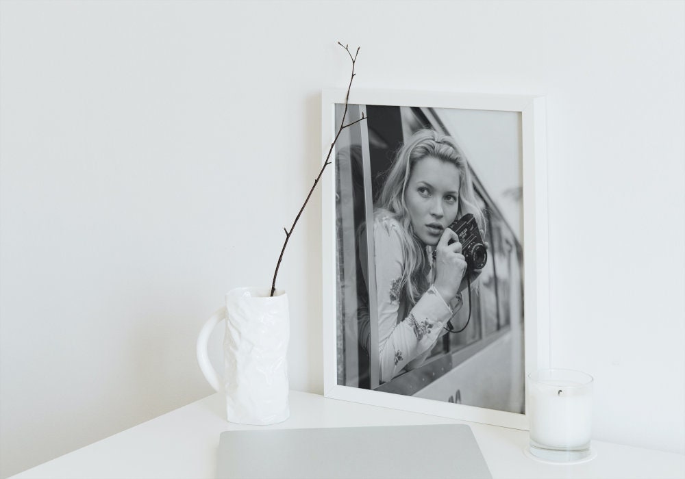 Black and White Vintage Kate Moss Print INSTANT DOWNLOAD, Fashion Photography, Old Hollywood, fashion wall art, High-Profile Supermodel