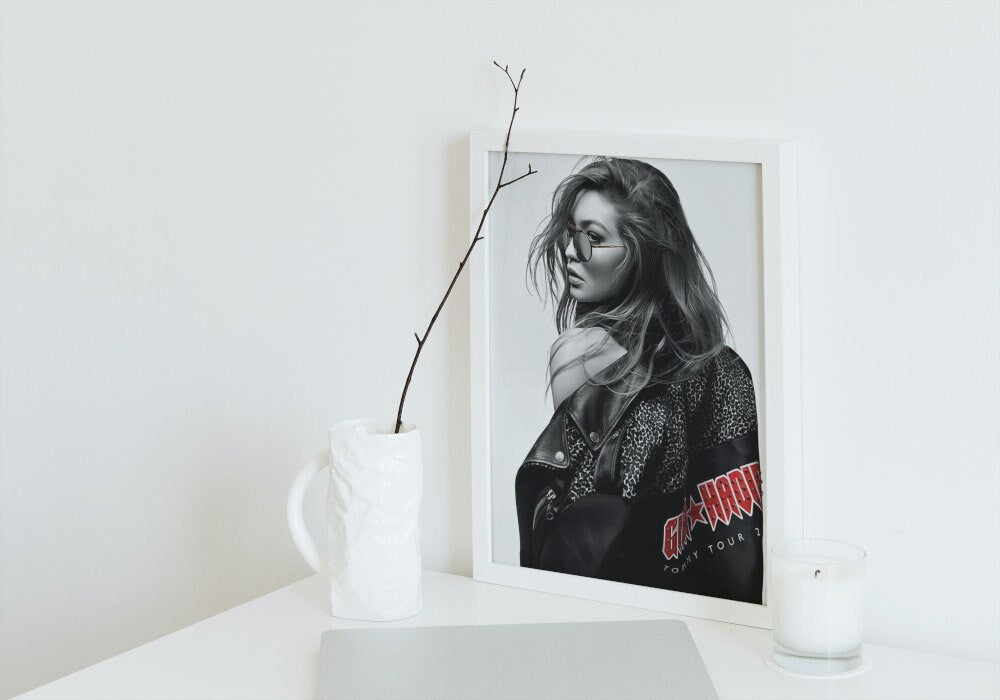 Gigi Hadid Rocker poster INSTANT DOWNLOAD, indie room décor, Fashion Photography, Fashion Wall Décor, High-Profile Supermodel, rock’n’roll