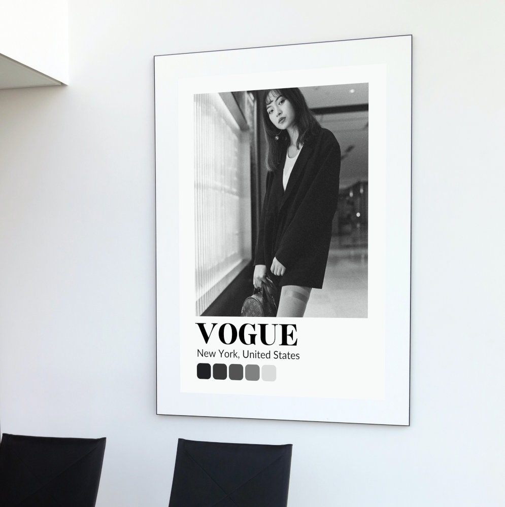 Black and White Vogue Poster INSTANT DOWNLOAD, Fashion wall art, Luxury Fashion poster, Museum Style, Fashion Magazine, Black Color Palette