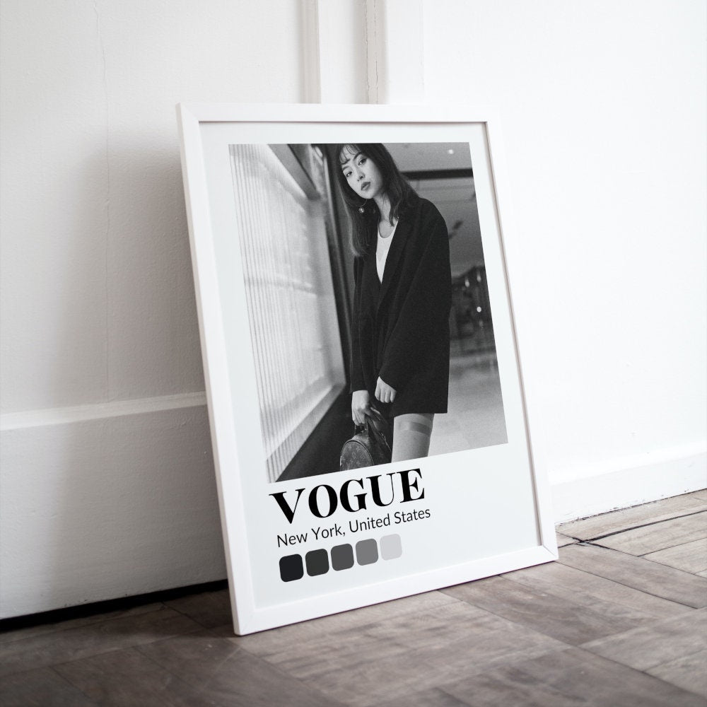 Black and White Vogue Poster INSTANT DOWNLOAD, Fashion wall art, Luxury Fashion poster, Museum Style, Fashion Magazine, Black Color Palette