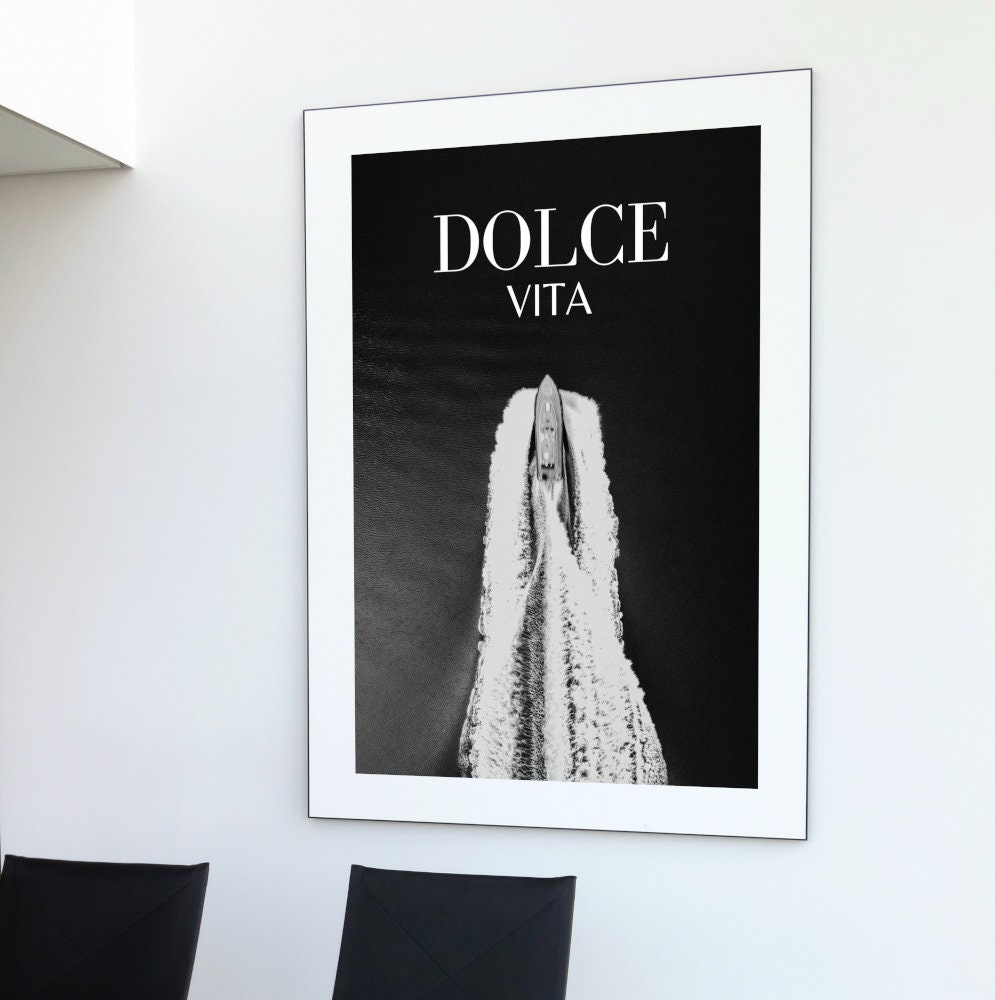 Dolce Vita Coastal Black and White Luxury Wall Art INSTANT DOWNLOAD, old money aesthetic, boat poster, beach house poster, classy wall art