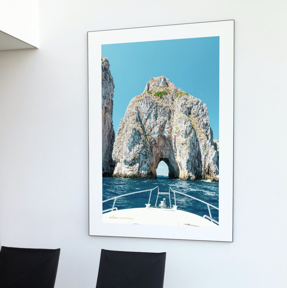 Summer in Capri Poster INSTANT DOWNLOAD, Pastel Mediterranean Decor, Beach Photography, boat poster, Summer Print, Capri Italy Print, Classy