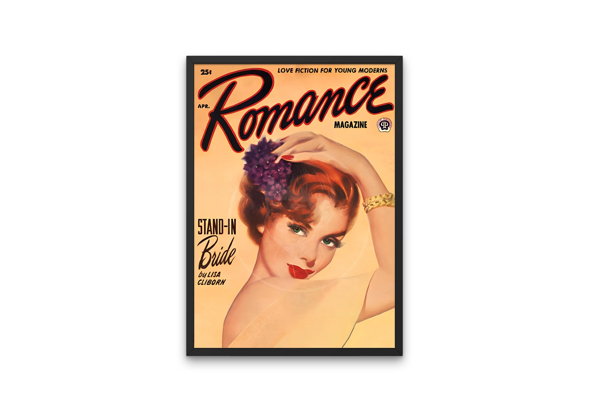 Romance Magazine Apr DIGITAL PRINT, Vintage Pulp Romance Magazine Cover, Vintage Magazine Art Cover, Retro Magazine Poster, Orange wall art