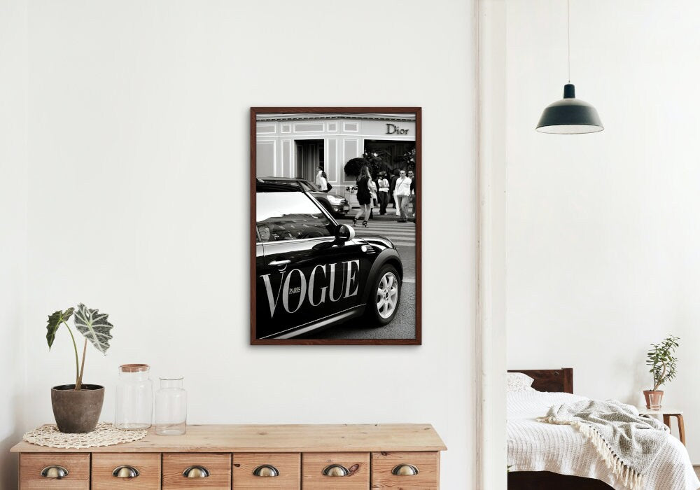 Black and White Vogue Cooper Poster DIGITAL PRINT, Fashion wall art, Luxury Fashion poster, trendy wall art, Car Printable Art, vogue poster