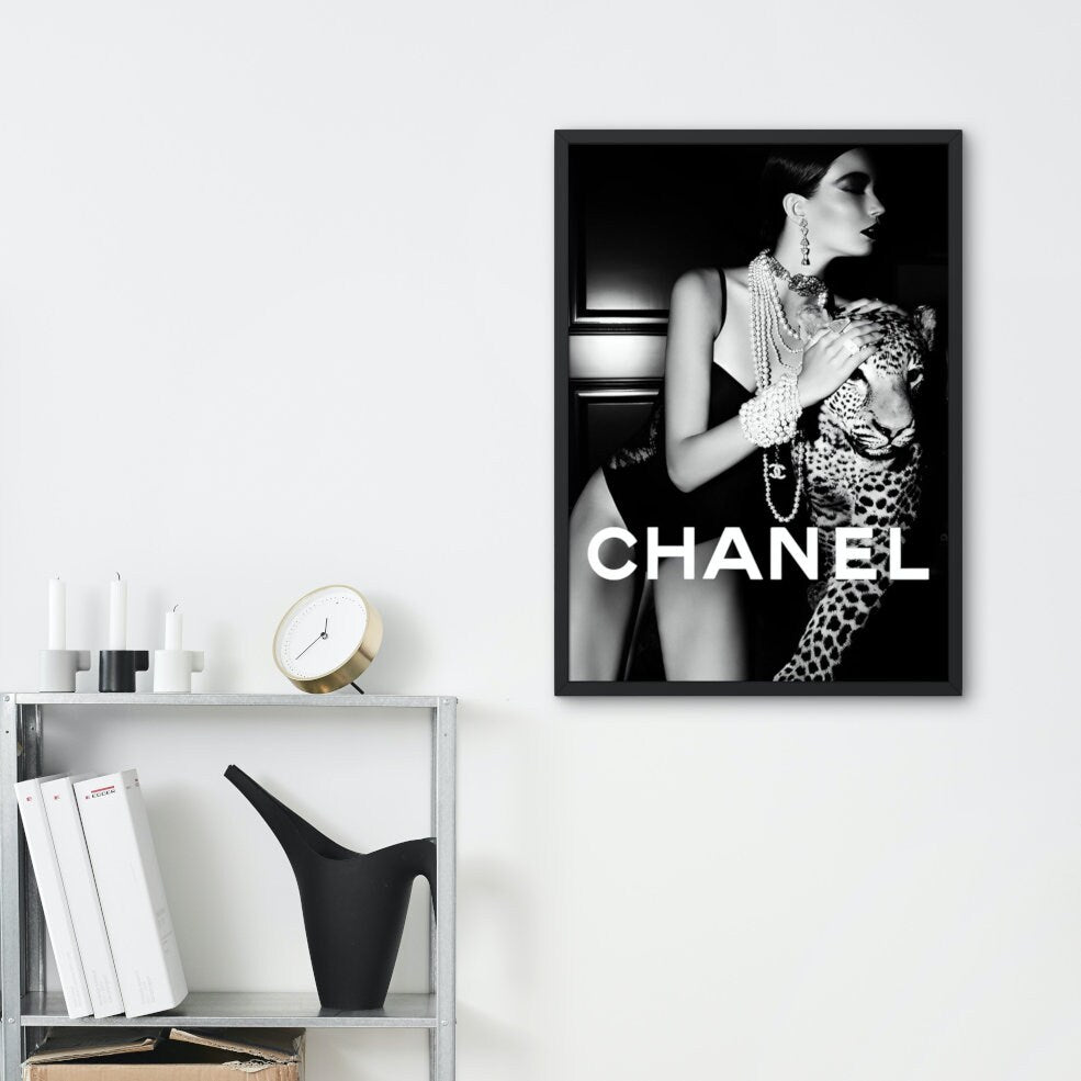 Set of 3 Black and White Luxury Fashion Photography DIGITAL PRINTS, Fashion posters, black & white decor, Designer wall art, surfboard tiger