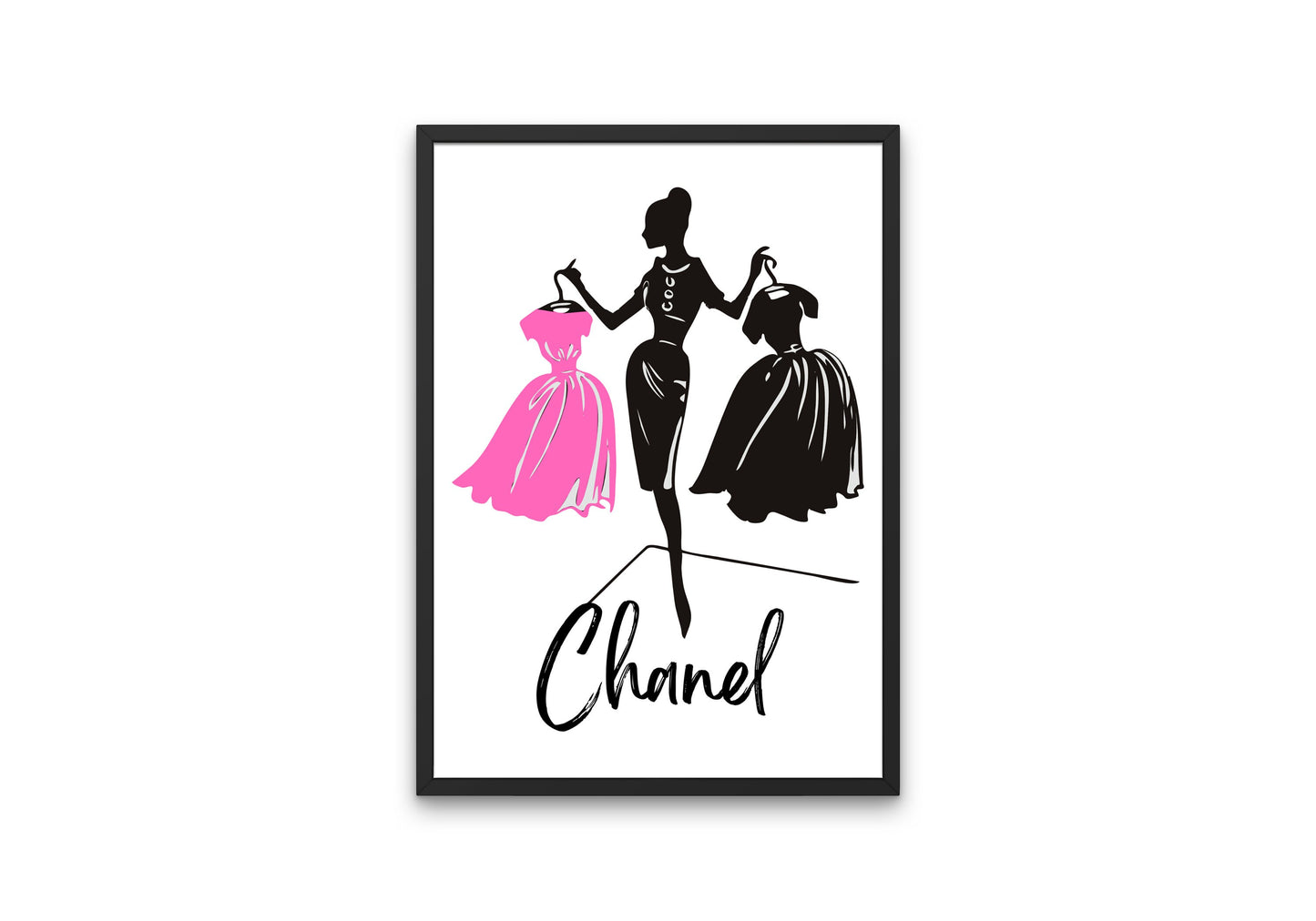 Designer Fashion Illustration Wall Art INSTANT DOWNLOAD, Closet Glam Room decor, Designer Print, Fashion Art Print, Chic Poster, Pink Black