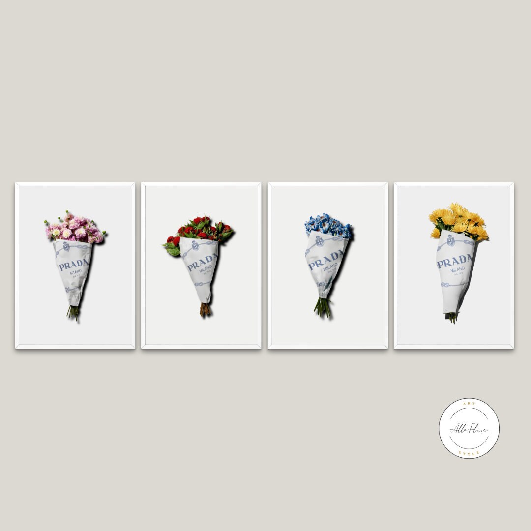 Set of 4 Luxury Designer Bouquet DIGITAL PRINT, Flower Photography, Luxury Fashion Wall Art, boho chic print, Earth tone wall art, Botanical