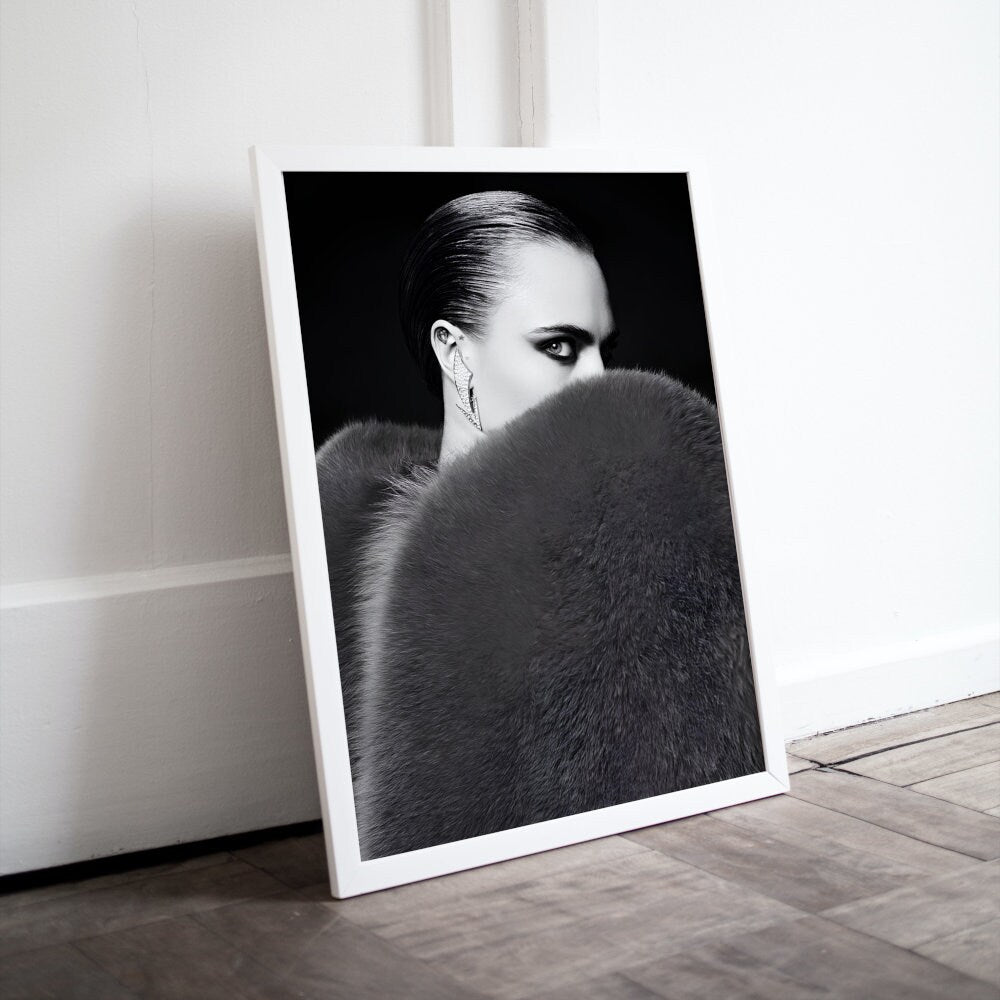 Black and White Black Swan Print INSTANT DOWNLOAD, indie room décor, Fashion Photography, Fashion Wall Décor, High-Profile Supermodel, Cara