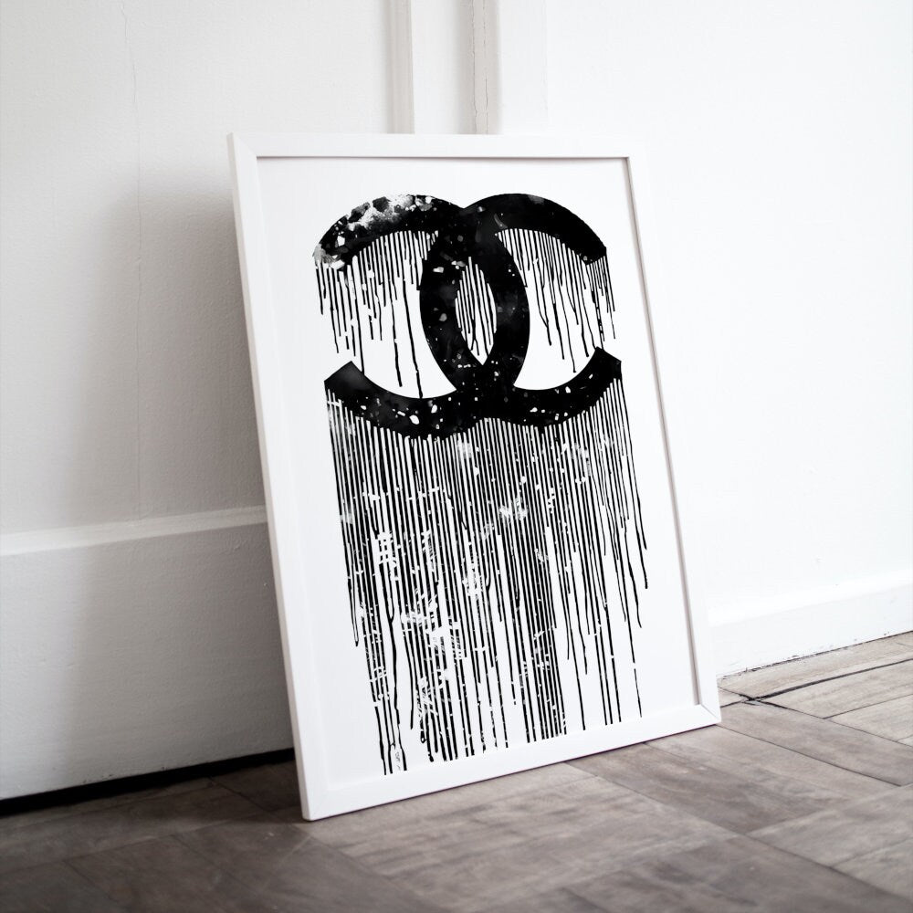 Black and White Designer Drip Wall Art DIGITAL PRINT, Luxury Fashion Print black & white, Glam poster, over the bed art, Abstract Hypebeast