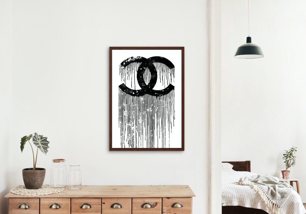 Black and White Designer Drip Wall Art DIGITAL PRINT, Luxury Fashion Print black & white, Glam poster, over the bed art, Abstract Hypebeast