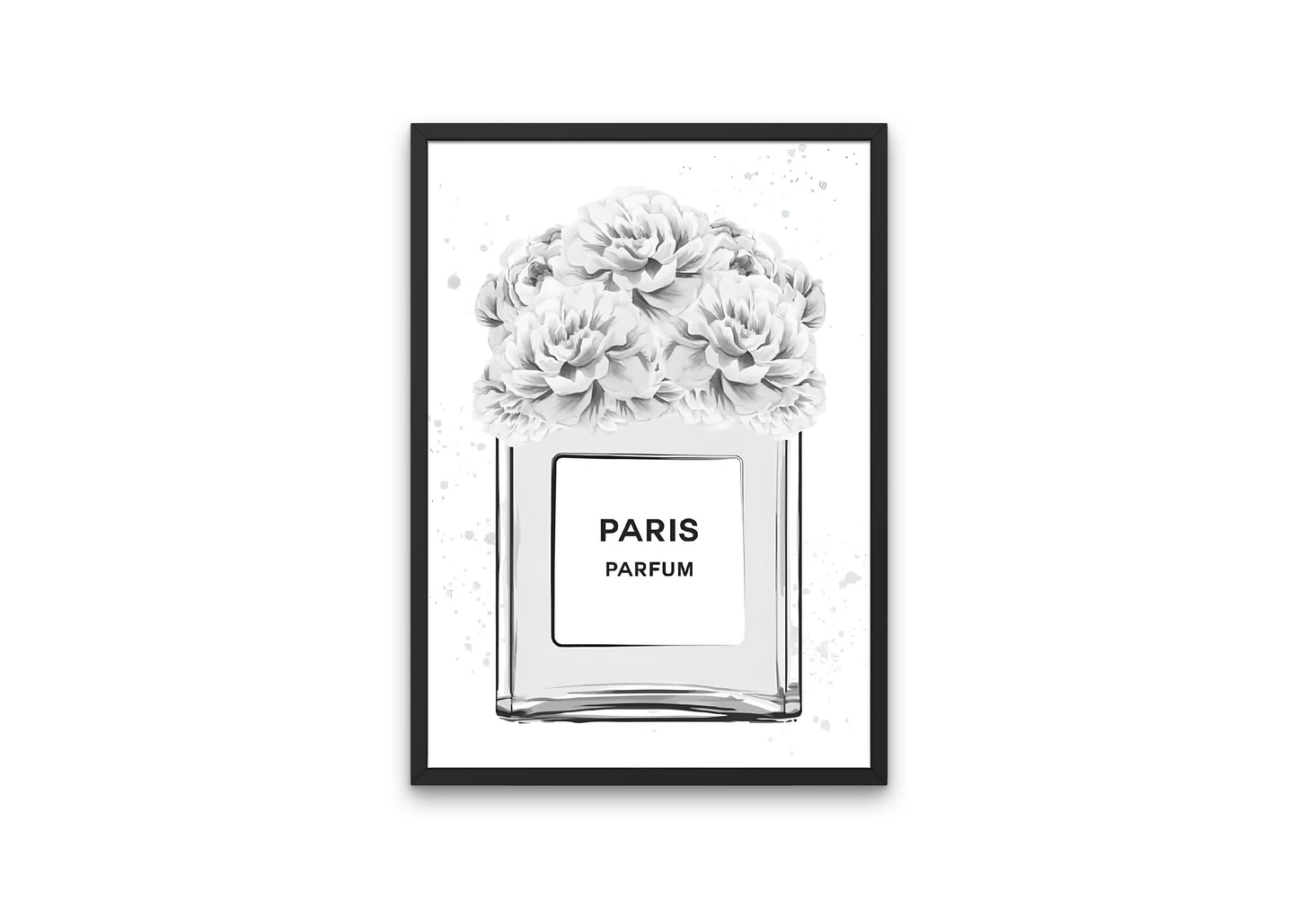 Black and White Flower Perfume Bottle Illustration DIGITAL PRINT, Luxury wall art, Glam Print, perfume artwork fashion, minimalist wall art
