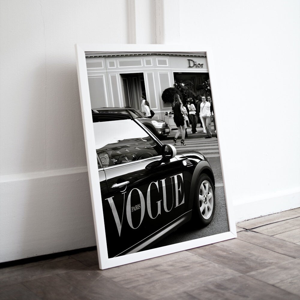 Black and White Vogue Cooper Poster DIGITAL PRINT, Fashion wall art, Luxury Fashion poster, trendy wall art, Car Printable Art, vogue poster