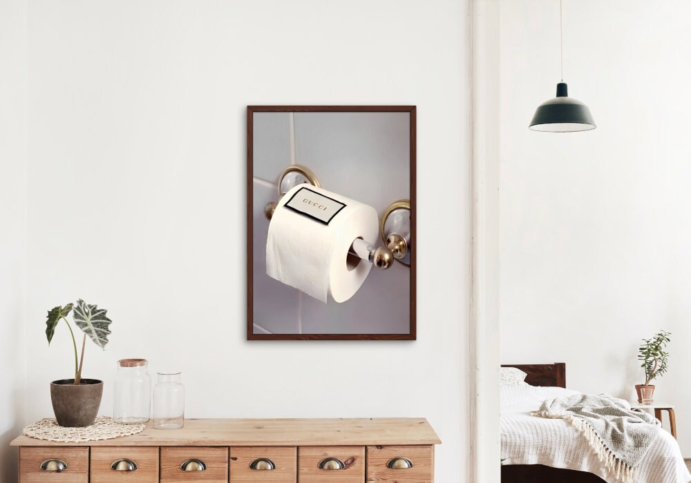 Beige Luxury Designer Toilet DIGITAL PRINT, hypebeast fashion, glam wall art, Luxury Aesthetic Wall Decor, toilet poster, bathroom wallart