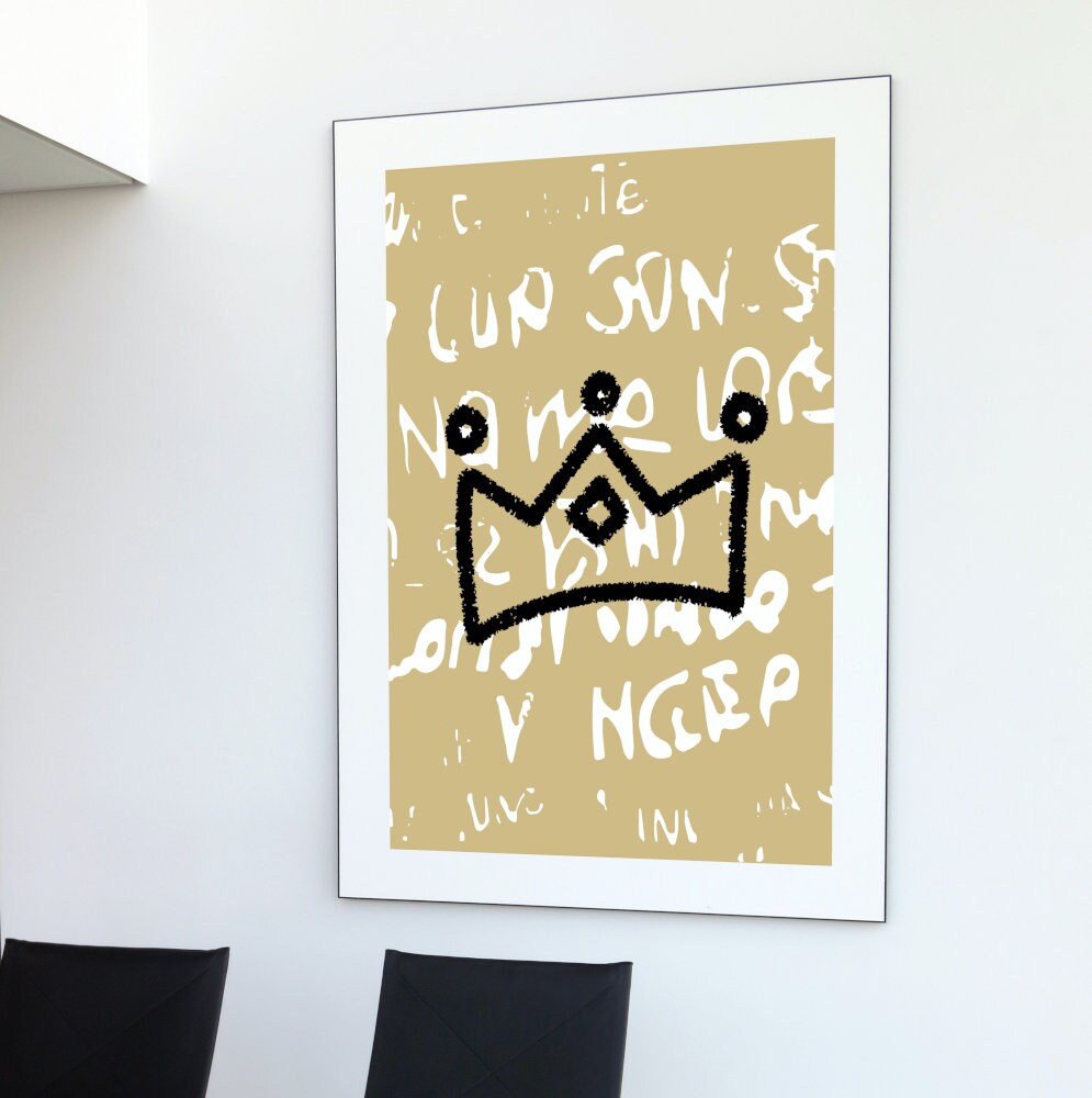 Basquiat Set of 2 Prints INSTANT DOWNLOAD, jean michel basquiat print, Urban art print, Graffiti poster, basquiat wall art, basquiat crown