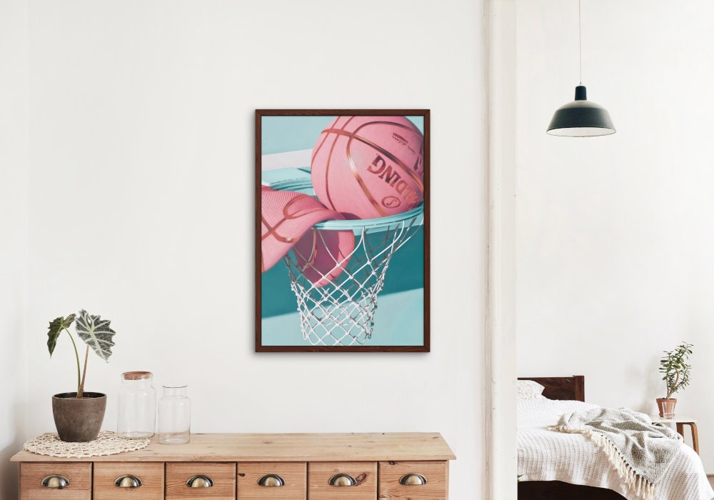 Pink Turquoise Basketball Poster INSTANT DOWNLOAD, Nba fans, Sports Wall art, Basketball gifts, Abstract basketball art print, hypebeast