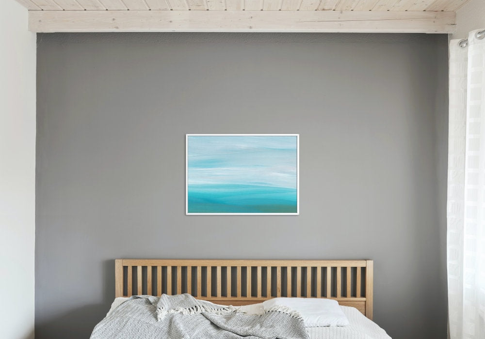 Turquoise Abstract Watercolor Sea Wall Art INSTANT DOWNLOAD, beachy decor, Turquoise room décor, coastal aesthetic, bedroom over the bed art