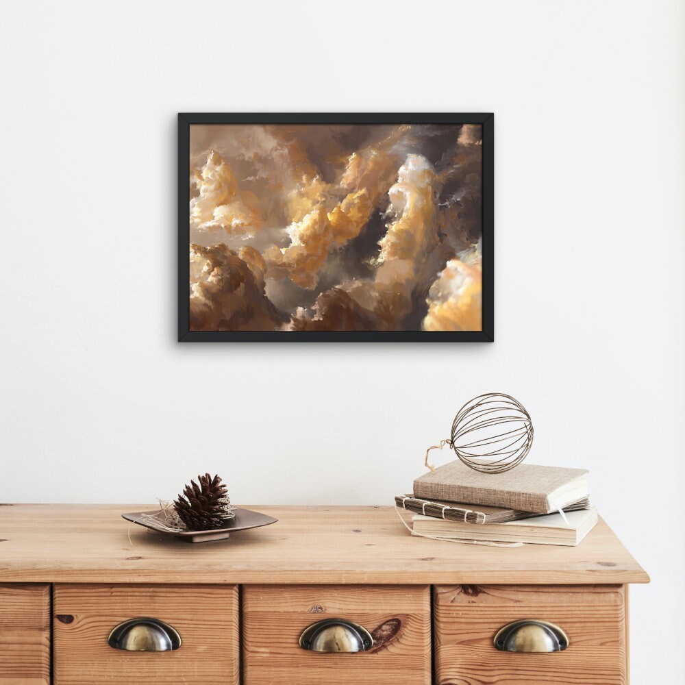Golden Clouds Poster INSTANT DOWNLOAD, Cloud Photo Print, Mystical Celestial, Sky Wall Art, bedroom wall art over the bed, zen glam decor