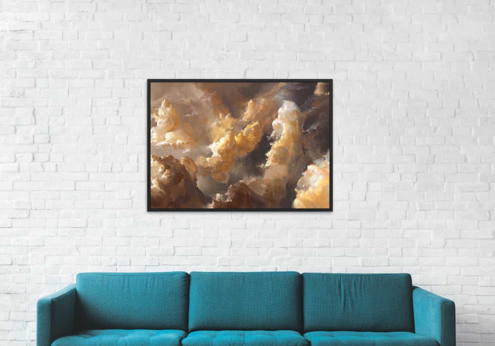 Golden Clouds Poster INSTANT DOWNLOAD, Cloud Photo Print, Mystical Celestial, Sky Wall Art, bedroom wall art over the bed, zen glam decor