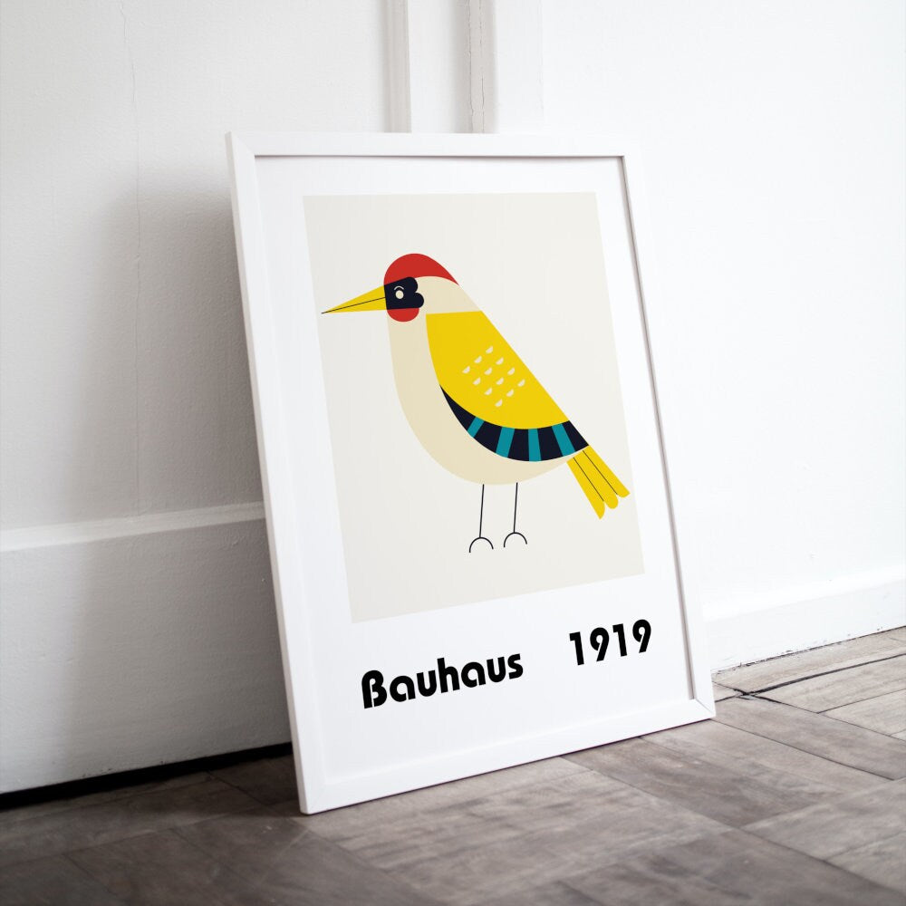 Bauhaus Bird Poster DIGITAL PRINT, bird illustration, Exhibition Wall Art, bauhaus decor, Colorful Abstract One Piece Poster, bauhaus print