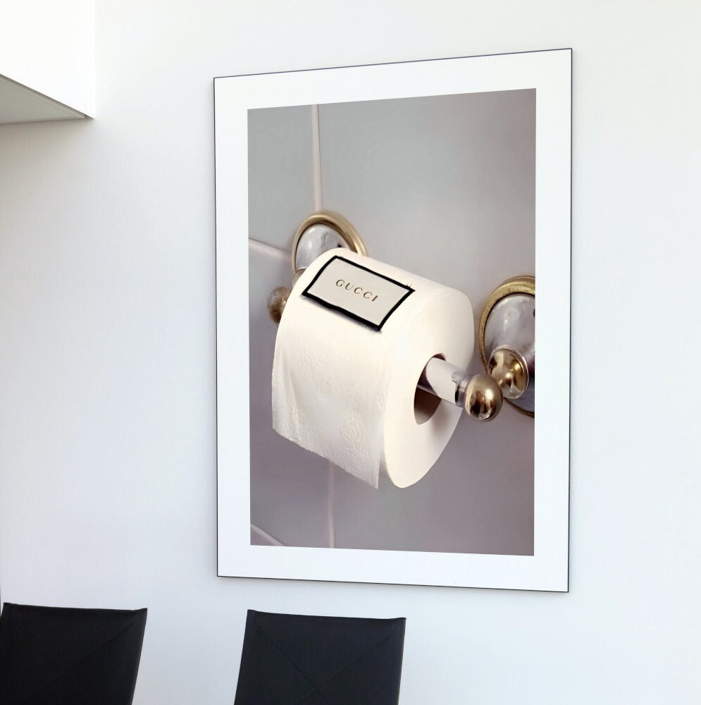 Beige Luxury Designer Toilet DIGITAL PRINT, hypebeast fashion, glam wall art, Luxury Aesthetic Wall Decor, toilet poster, bathroom wallart