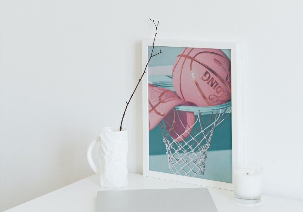 Pink Turquoise Basketball Poster INSTANT DOWNLOAD, Nba fans, Sports Wall art, Basketball gifts, Abstract basketball art print, hypebeast
