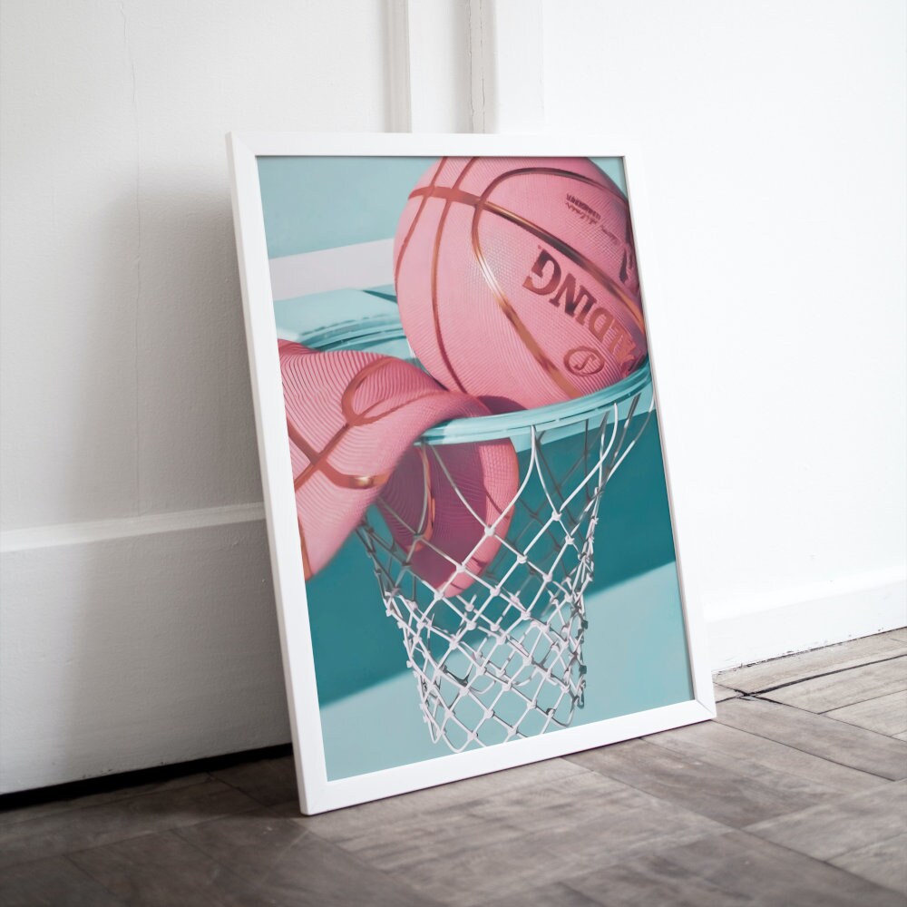 Pink Turquoise Basketball Poster INSTANT DOWNLOAD, Nba fans, Sports Wall art, Basketball gifts, Abstract basketball art print, hypebeast