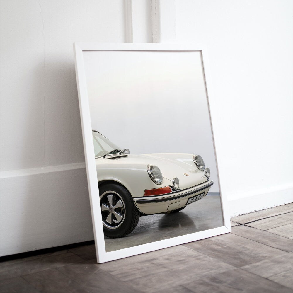 Luxury White Vintage Car Print INSTANT DOWNLOAD, Classic Car Poster, Car Photography, Retro Wall Decor, Old Car Picture, Neutral Glamour Art