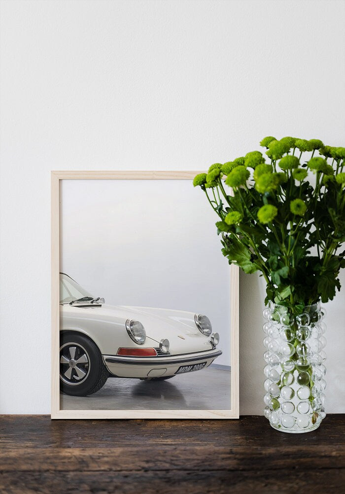 Luxury White Vintage Car Print INSTANT DOWNLOAD, Classic Car Poster, Car Photography, Retro Wall Decor, Old Car Picture, Neutral Glamour Art