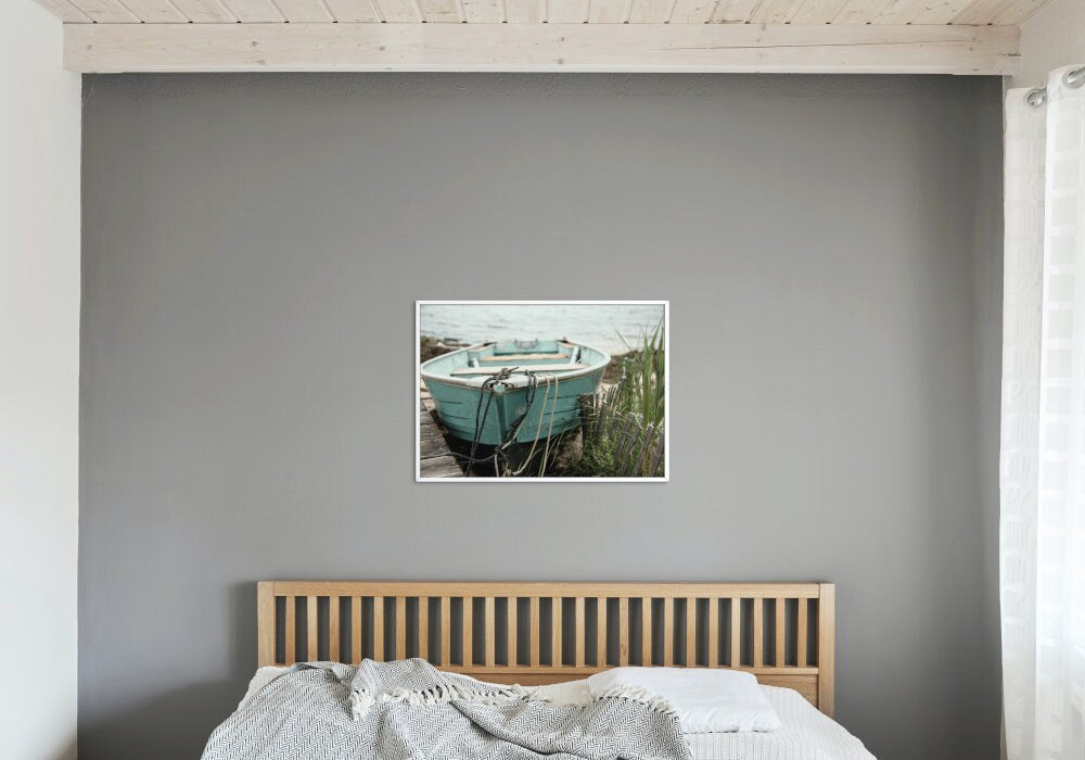 Coastal Turquoise Boat and Bike 2 Piece Wall Art INSTANT DOWNLOAD, Beach house decor, Neutral Boho Coastal Decor, Boat poster, Seaside print