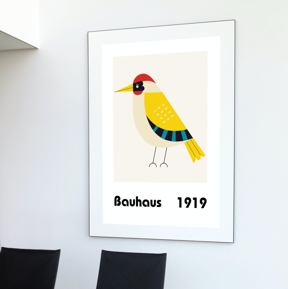 Bauhaus Bird Poster DIGITAL PRINT, bird illustration, Exhibition Wall Art, bauhaus decor, Colorful Abstract One Piece Poster, bauhaus print