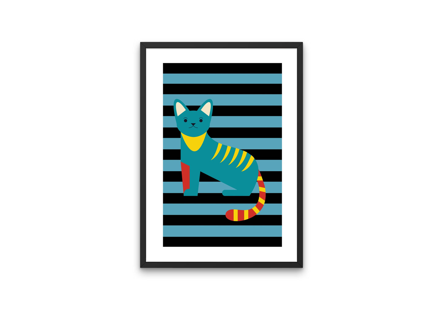Bauhaus Cat Poster DIGITAL PRINT, cat artwork, Exhibition Wall Art, bauhaus decor, teal One Piece Poster, bauhaus print, cat themed gifts