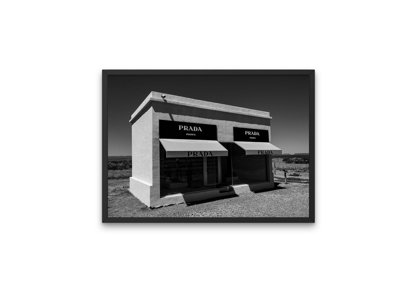 Black and White Prada Marfa Landscape DIGITAL PRINT, Marfa Texas Print, glam wall art, Luxury Aesthetic Wall Decor, luxury fashion wall art