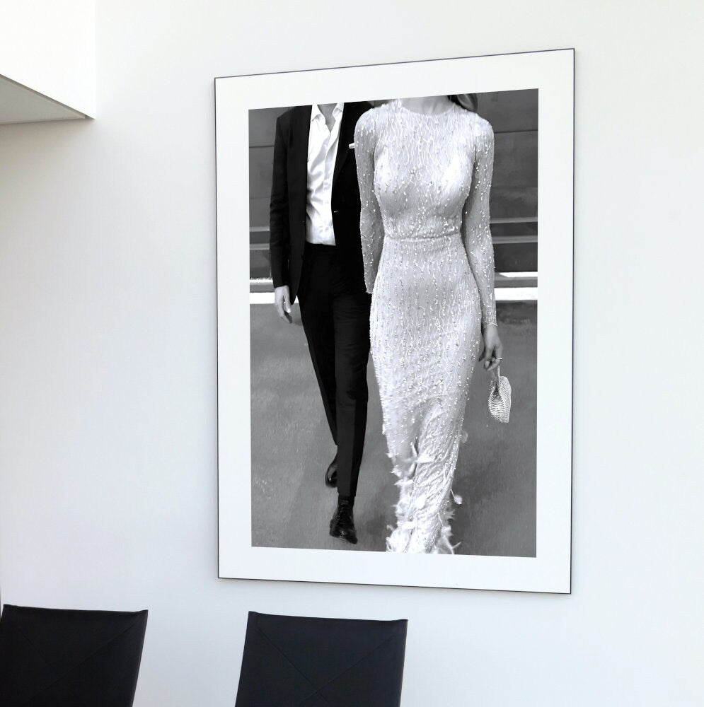 Black & White Glam Couple Poster DIGITAL PRINT, romantic bedroom art, fashion wall art, luxury wall art, glam print, couple's photography