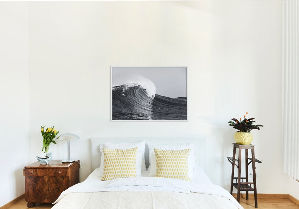 Black and White Wave Poster INSTANT DOWNLOAD, modern coastal art, outer banks art, beachy wall art, posters black and white, serene wall art