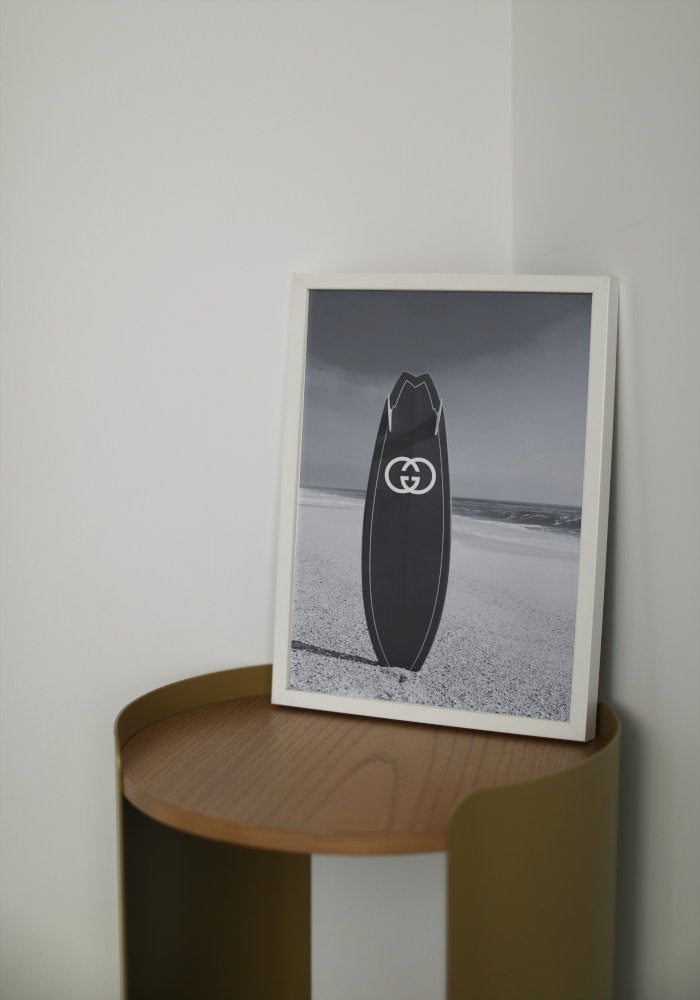 Luxury Surfboard Black and White Print DIGITAL DOWNLOAD, Fashion poster, High fashion wall art, Black & white designer print, surf board art