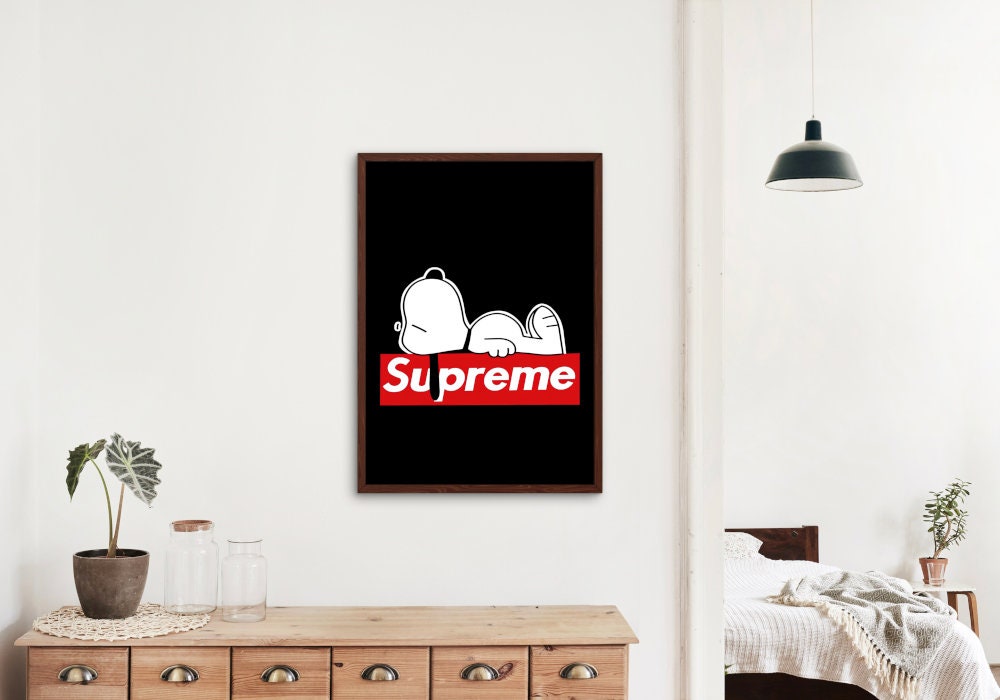 Supreme Snoopy Poster DIGITAL PRINT, hypebeast poster, Streetwear Art, Modern Wall Art, pop culture wall art, sporty print, snoopy wall art