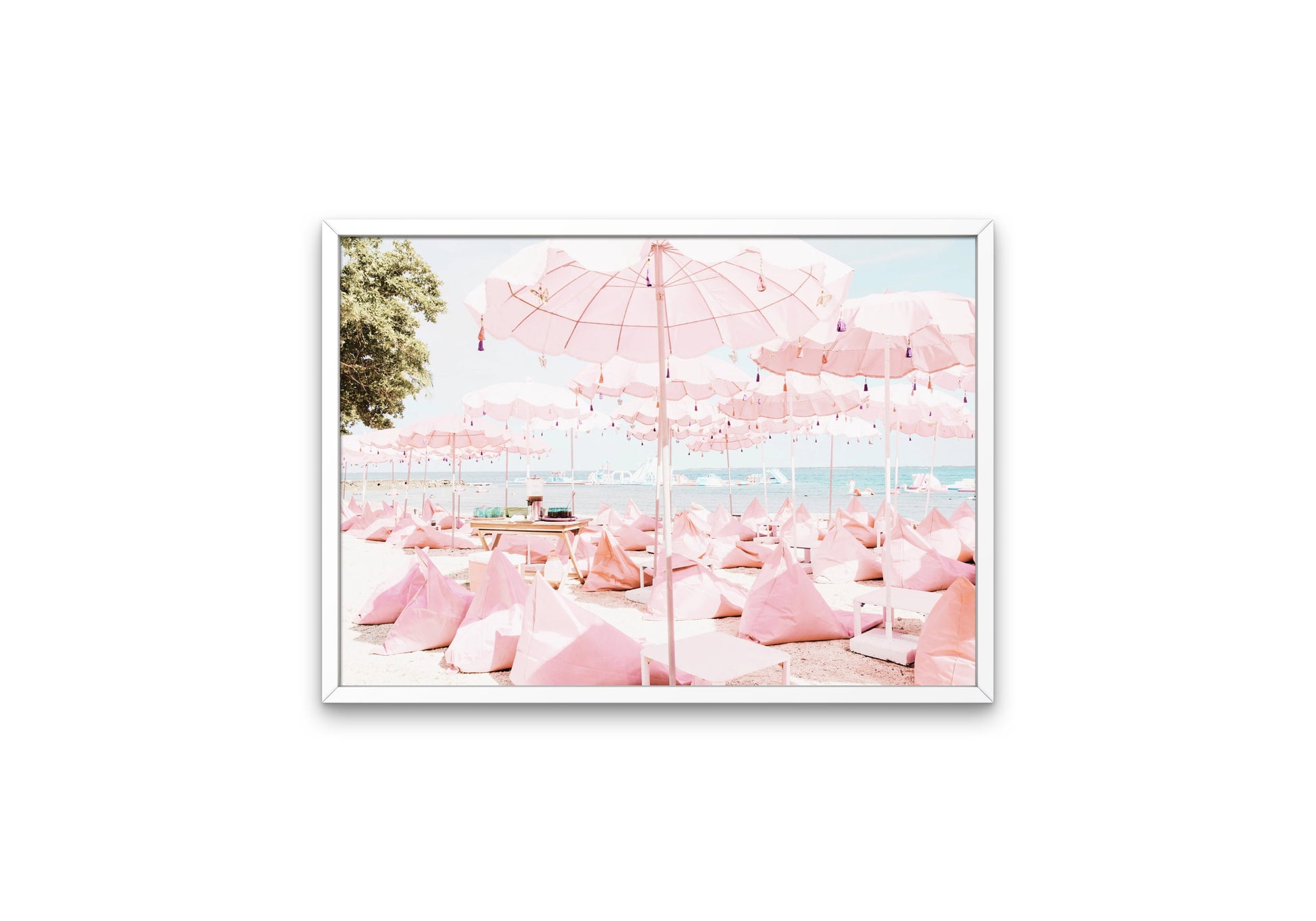 Pink Pastel Beach Photography INSTANT DOWNLOAD, beach umbrella, Peaceful wall art, neutral beach print, Beach picture, modern coastal decor