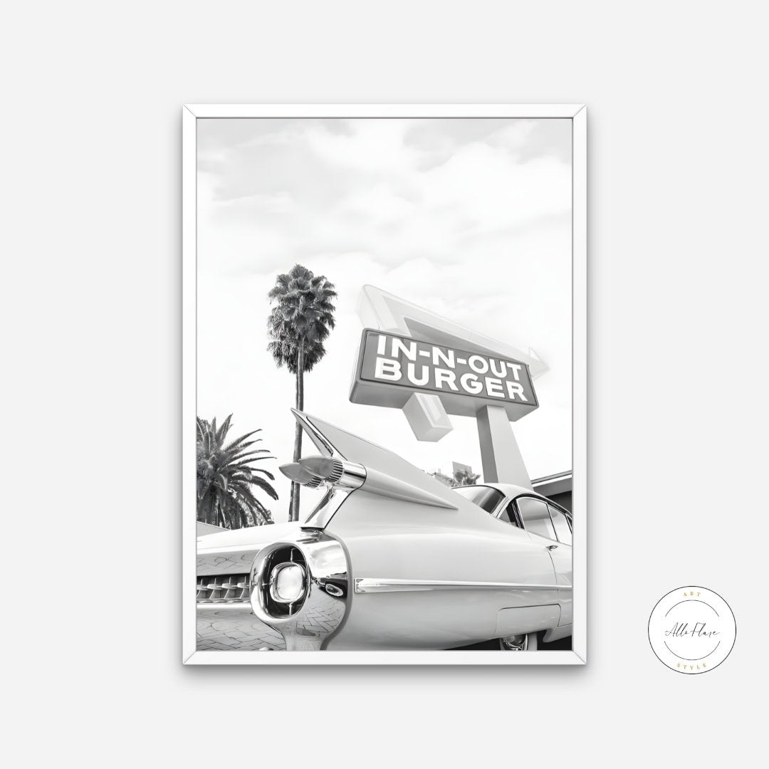 Retro Car at In-N-Out Black and White DIGITAL ART PRINT, Classic Car Poster, Car Photography, Retro Wall Decor, Old Car Picture, vintage wall art | Posters, Prints, & Visual Artwork | 60s wall art, art for bedroom, art ideas for bedroom walls, art printables, bathroom wall art printables, bedroom art, bedroom pictures, bedroom wall art, bedroom wall art ideas, bedroom wall painting, black white wall art, buy digital art prints online, buy digital prints online, canvas wall art for living room, car lover gif