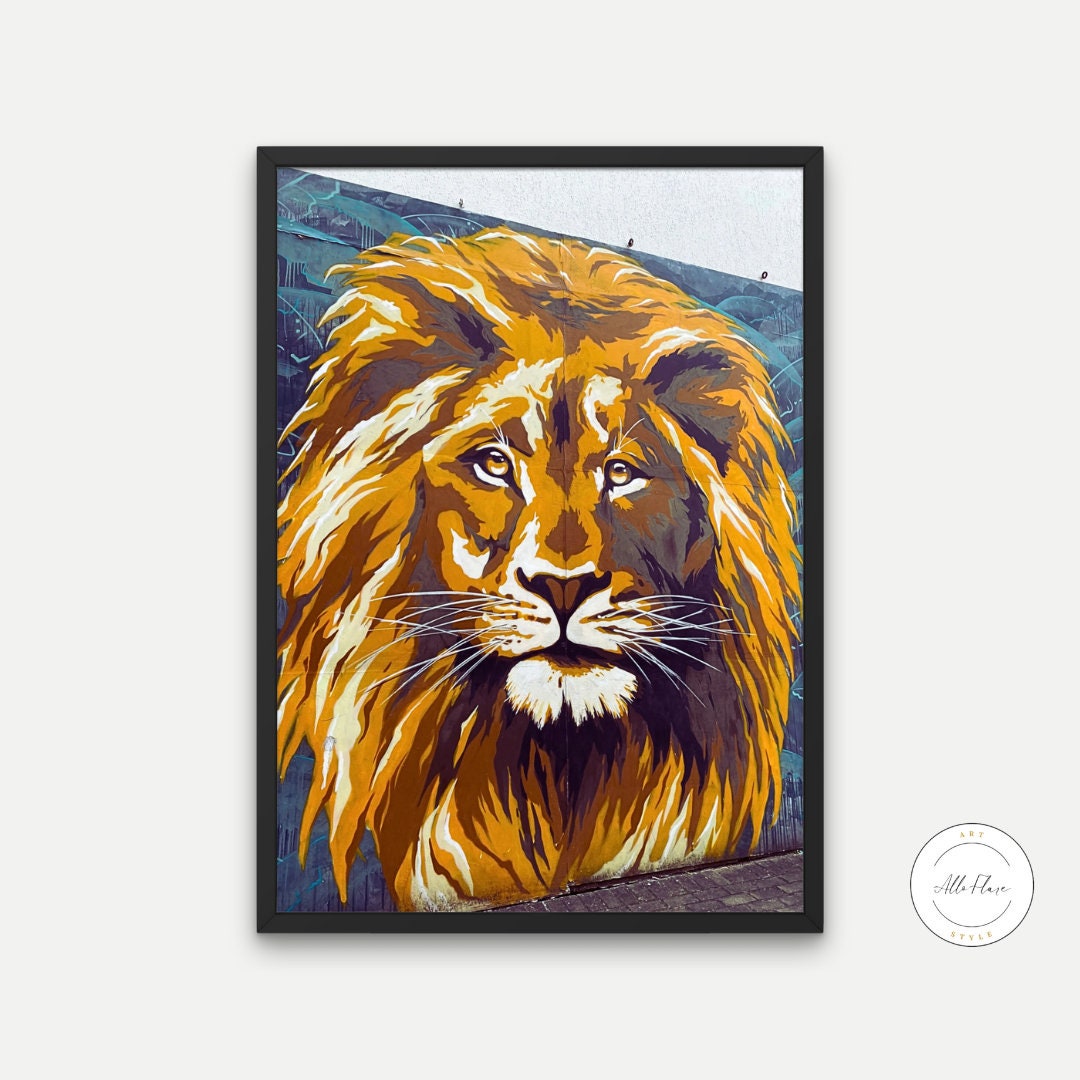 Lion Artwork DIGITAL DOWNLOAD art print, Lion head image, lion head, cat themed gifts, cool poster, street style decor, lion poster, urban | Posters, Prints, & Visual Artwork | art for bedroom, art ideas for bedroom walls, art printables, bathroom wall art printables, bedroom art, bedroom pictures, bedroom wall art, bedroom wall art ideas, bedroom wall painting, black urban wall art, buy digital art prints online, buy digital prints online, canvas wall art for living room, colorful street art, cool graffiti