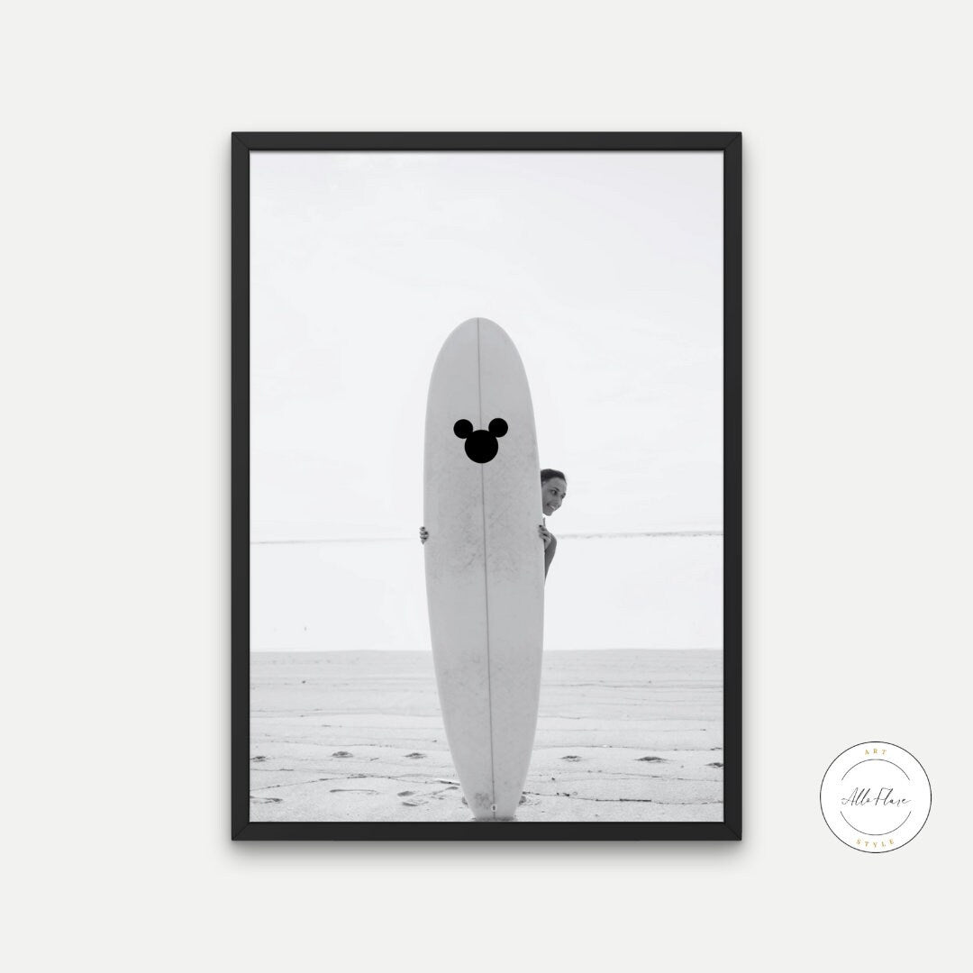 Black and White Mouse Ears Surfboard Print DIGITAL DOWNLOAD, designer poster, black and white wall art, surf board art, beachy wall decor | Posters, Prints, & Visual Artwork | art for bedroom, art ideas for bedroom walls, art printables, bathroom wall art printables, beach art for wall, beach canvas art, beach wall art, beach wall decor, beachy room decor, beachy wall decor, bedroom art, bedroom pictures, bedroom wall art, bedroom wall art ideas, bedroom wall painting, black white prints, black white surfer