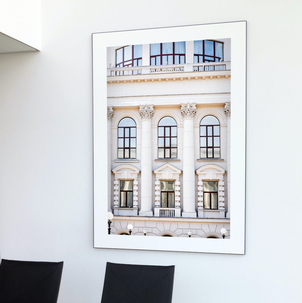 White Classical Windows Print INSTANT DOWNLOAD, White Luxury Poster, Glam Decor, neutral wall art, Classy Poster, Classical Architecture